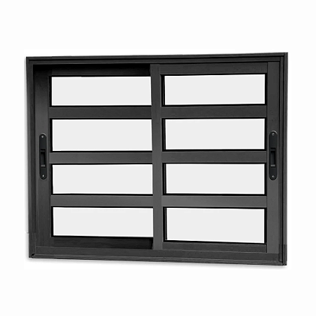 Vitro 2 Folhas com Travessa Alumínio Preto Linha 25 Premium