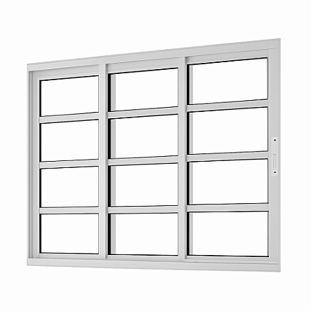 Vitro 3 Folhas com Travessa Alumínio Branco Linha 25 Premium