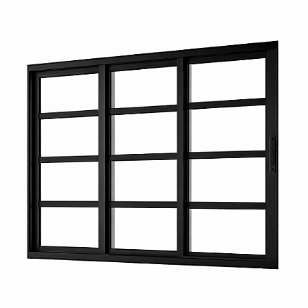 Vitro 3 Folhas com Travessa Alumínio Preto Linha 25 Premium