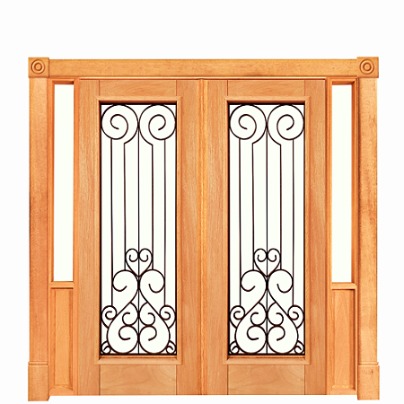 Portal Toscana 2 Folhas Abrir com Batente Cx 14 Madeira Maciça Cedro Arana com Ferragens