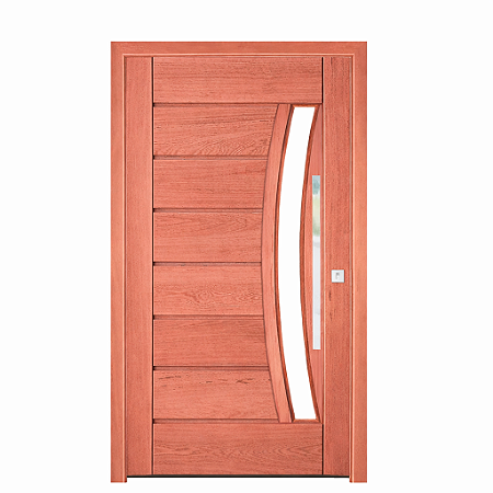 Porta Pivotante BBB Visor Arco Madeira Maciça Batente 14 Kit Pivô e Fechadura Rolete