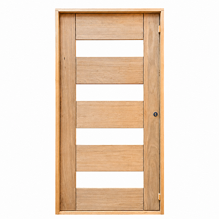 Porta Pivotante 4 Vidros Maciça Jequitibá Rosa 2,15 x 1,17 Batente 14 Kit Pivô e Fechadura Rolete