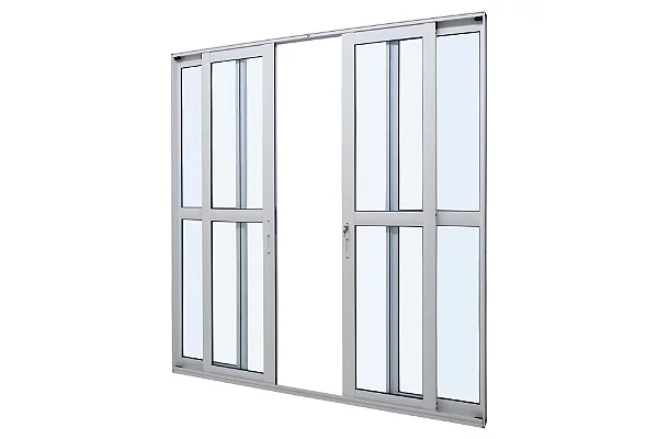 Porta de Correr 4 Folhas Móveis Linha 30 Alumínio Branco com Fechadura - JAP Perfecta Max