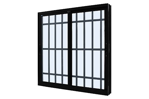 Vitro 2 Folhas Móveis com Grade Linha Super 25 sem Grade Alumínio Preto - JAP Perfecta Max