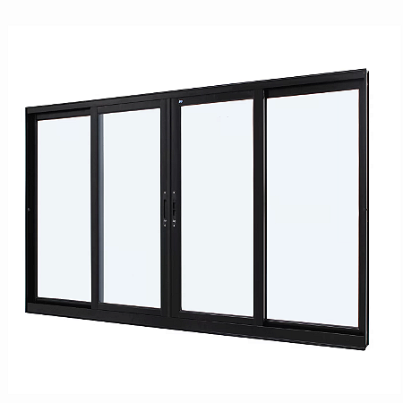 Vitro 4 Folhas Móveis sem Grade Linha Super 25 sem Grade Alumínio Preto - JAP Perfecta Max