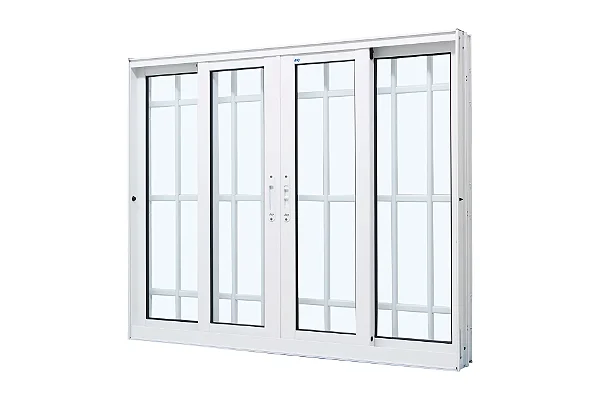 Vitro 4 Folhas Móveis com Grade Linha Super 25 com Grade Alumínio Branco - JAP Perfecta Max