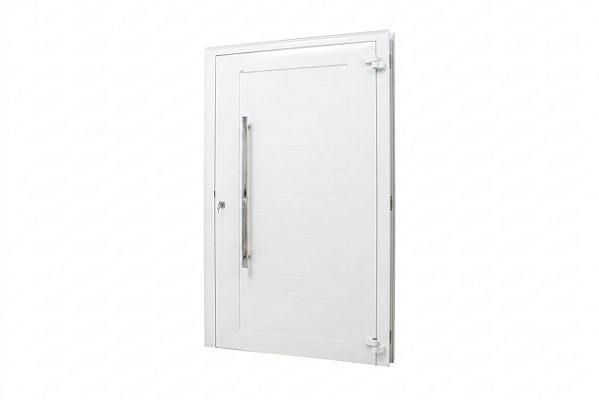 Porta de Giro Lambril com Puxador e Fechadura Rolete Alumínio Branco Linha Super 40 Fascinio JAP