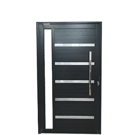 Porta Pivotante Elegancce Alumínio Preto com Puxador Fechadura Rolete Linha 30 Classic Cmc