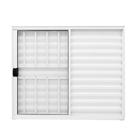 Veneziana 3 Folhas Folhas com Grade Linha Normatizada Alumínio Branco Lux