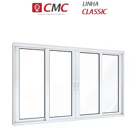 Vitro 4 Folhas Folhas sem Grade Linha Classic 25 Alumínio Branco Cmc