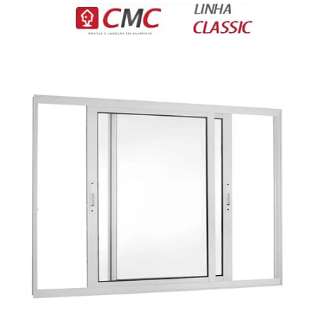 Vitro 2 Folhas Folhas sem Grade Linha Classic 25 Alumínio Branco Cmc