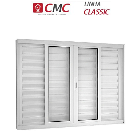 Veneziana 6 Folhas sem Grade Linha Classic 25 Alumínio Branco Cmc