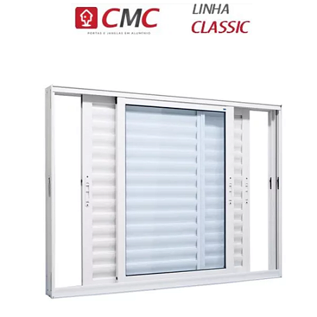 Veneziana 3 Folhas sem Grade Linha Classic 25 Alumínio Branco Cmc
