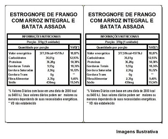 Etiquetas Adesivas Bopp Impressa, Tabela Nutricional.