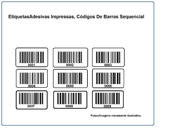 Etiquetas Adesiva Personalizada Impressas Código de Barras ou Sequencial - com 500 Etiquetas