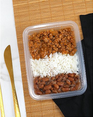 CARNE MOÍDA, ARROZ BRANCO E FEIJÃO CARIOCA - 250g