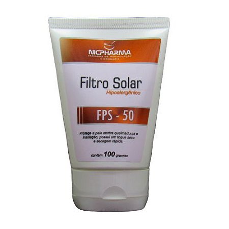 Filtro Solar Hipoalergênico FPS 50 100gr Nicpharma