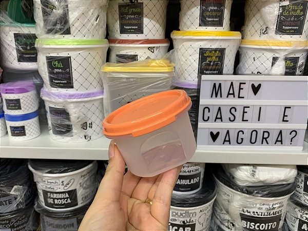 Modular Redondo 1 - 200 ml Transparente com Tampa Salmão