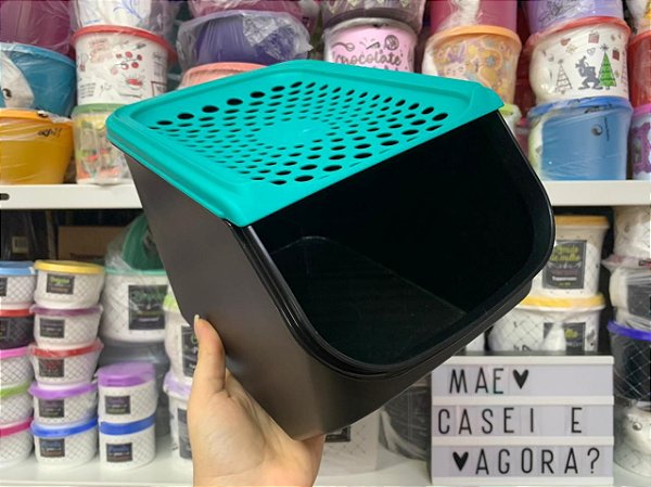 Modular Porta Cebola e Alho Verde Preto 3 Litros