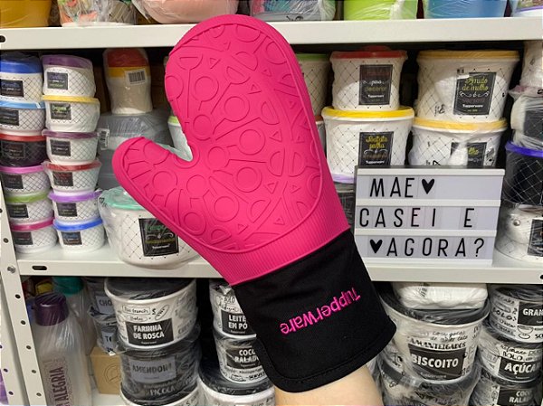 Luva Térmica de Silicone Rosa e Preto