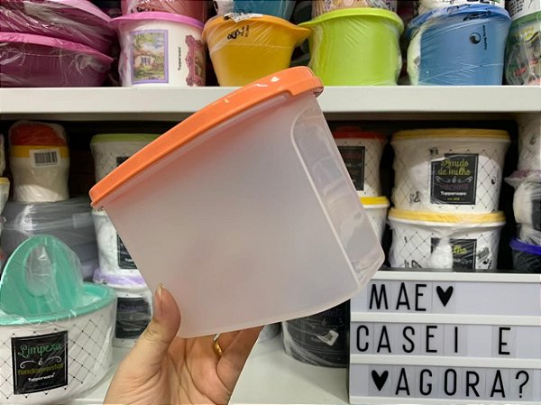 Modular Oval 2 - 1,1 Litros Transparente com Tampa Salmão