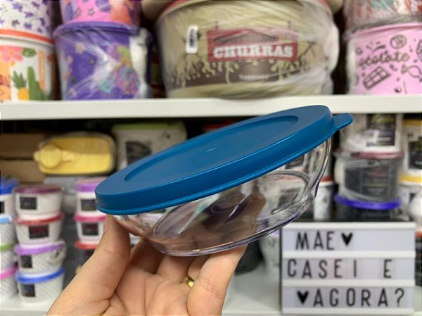Tigela Clear 410 ml Transparente e Azul