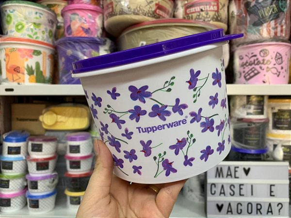 Tupper Caixa 1,7 Litros Flores Roxa