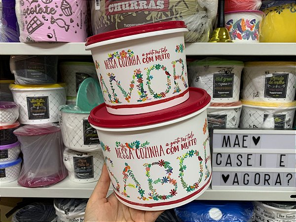 Kit 2 Peças Tupper Caixa Amor e Sabor