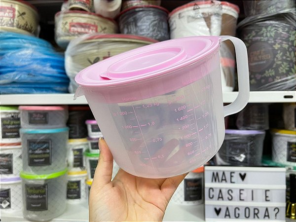Jarra Medidora 2 Litros com Tampinha Rosa