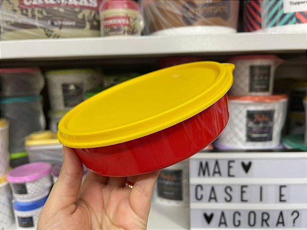 Tupper Pratinho 500 ml Vermelho e Amarelo