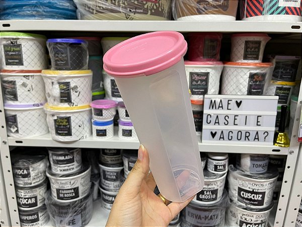 Modular Redondo 4 - 890 ml Transparente com Tampa Rosa