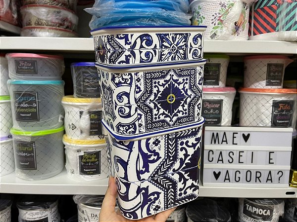 Kit 3 Peças Base Line Retangular Azulejo