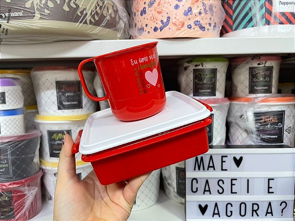 Kit 2 Peças Eu Amo Você - Tupper Pote e Caneca