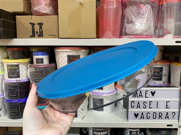 Tigela Clear Baixo 2 Litros Transparente e Azul