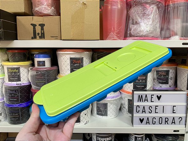 Forma de Gelo 14 Cubos Azul e Verde