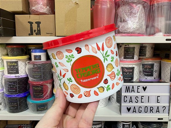 Tupper Redondinha Tempero Caseiro Floral 500 ml