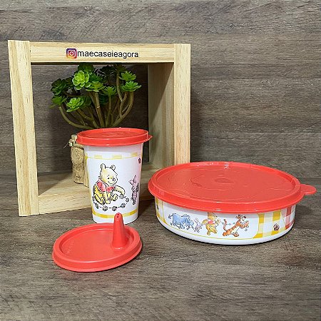 Kit 2 Peças Pooh Piquenique - Pratinho e Copinho