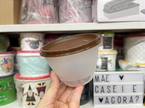 Tupper Caçulinha 400 ml Transparente Tampa Chocolate