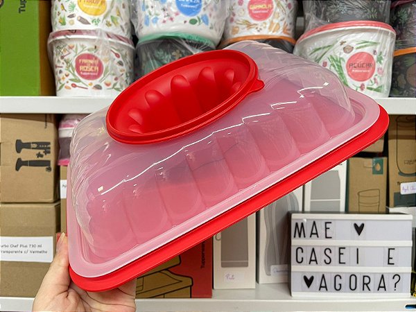 Mágica Retangular Grande Transparente e Vermelha 2,5 L
