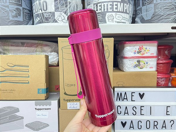 Garrafa Térmica 500ml com Alça Rosa Metalizado