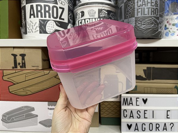 Modular Quadrado Plus 2 - 2,6 Litros Transparente e Rosa