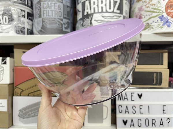 Tigela Clear 4 Litros Transparente com Tampa Lilás
