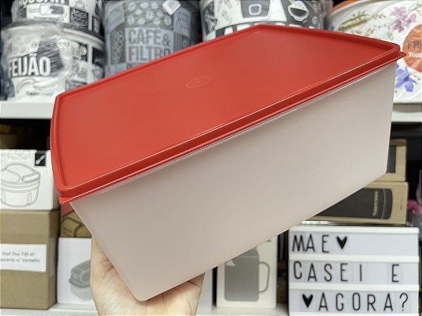 Espaçosa 6,5 Litros  Translúcida Tampa Vermelha