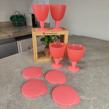 Kit 4 Unid. Taça Murano 330 ml Coral