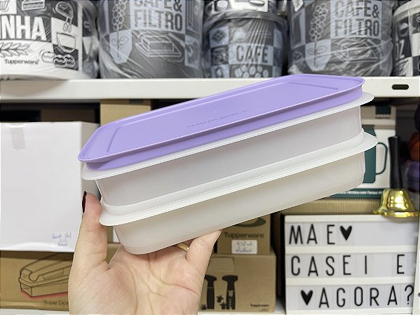 Kit 2 Peças Freezer Line Empilhável 675 ml Branco e Lilás