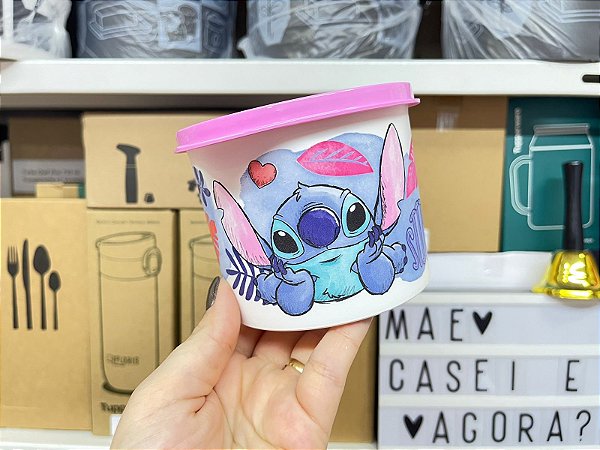 Tupper Redondinha 500 ml Stitch Love