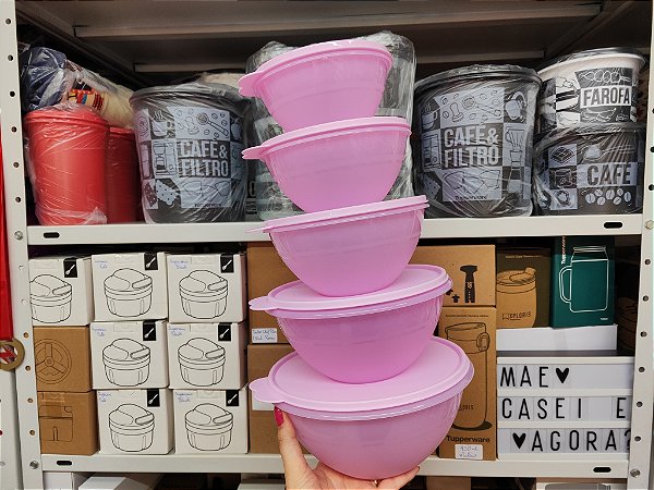 Kit 5 Peças Tigela Maravilhosa Rosa Bebê