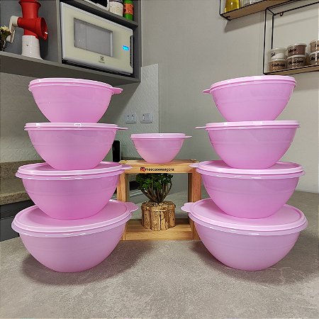 Kit 9 Peças Tigela Maravilhosa Rosa Bebê