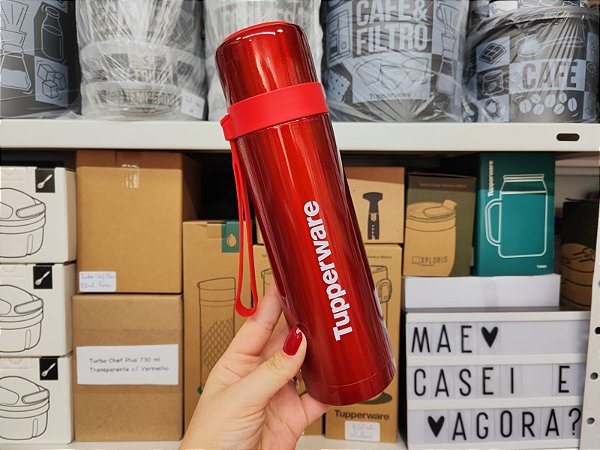Garrafa Térmica 500ml com Alça Vermelho Metalizado