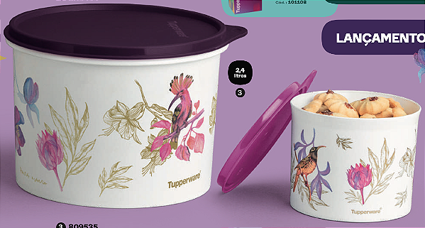 Kit 2 Peças Tupper Caixa Botânica Aquarela